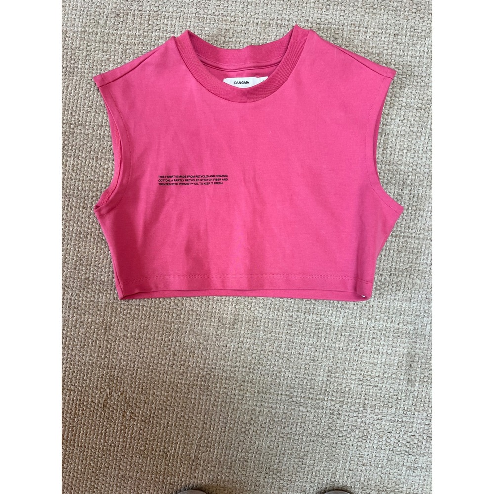 Pangaia Cropped Sleveless Tee Womens Small Pink Organic Cotton - Picture 2 of 10